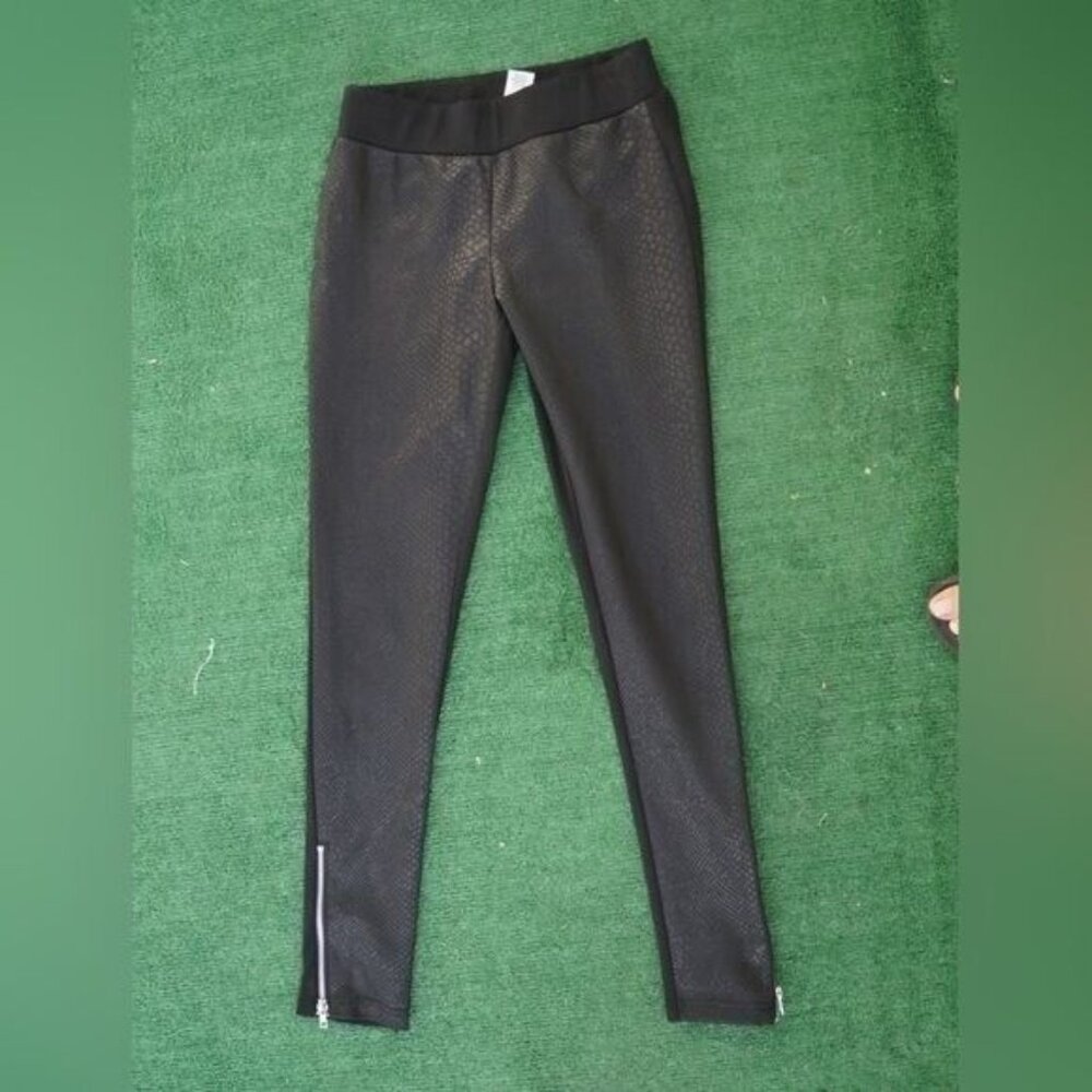 mnk Black Pants/Leggings with Snakeskin Print In Front Size S